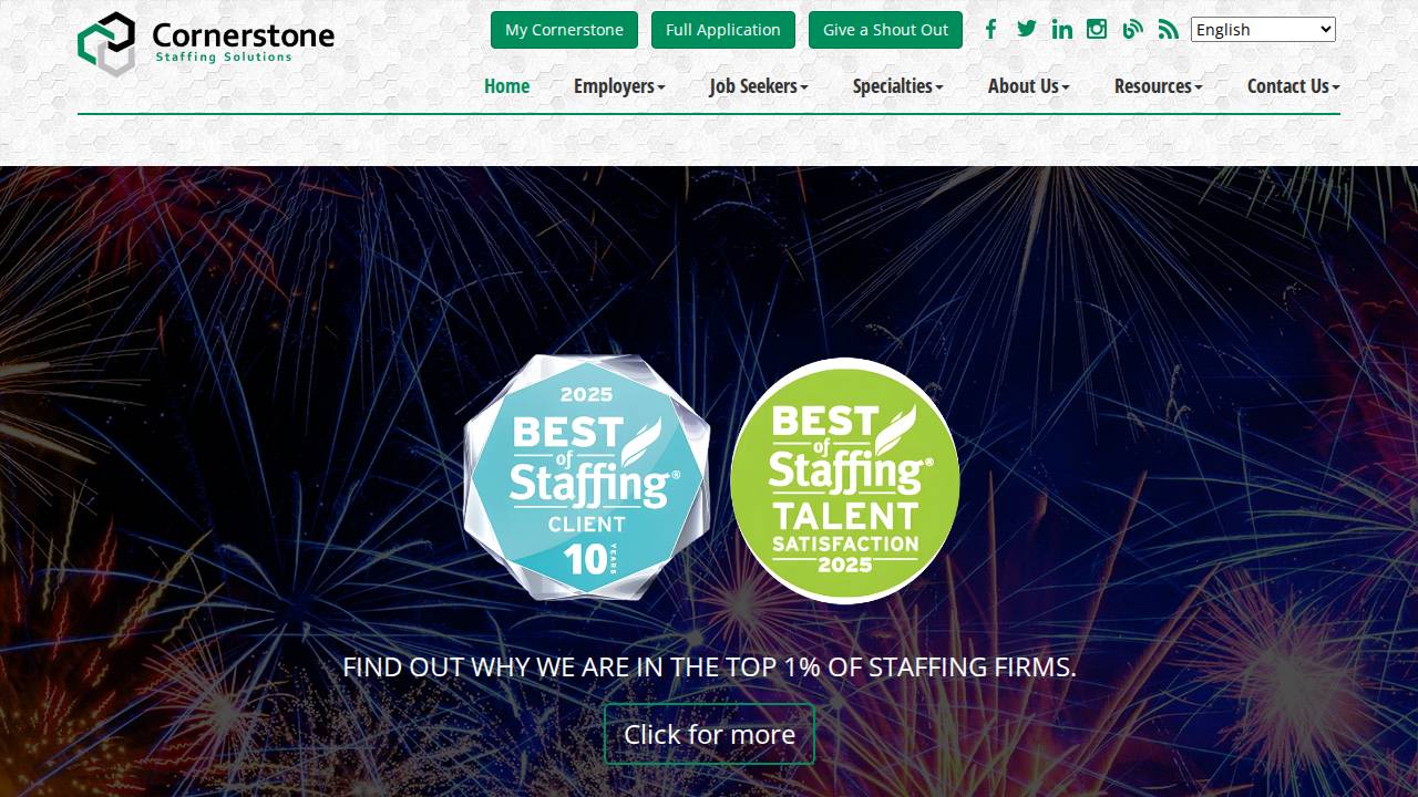 Cornerstone Staffing Solutions website screenshot