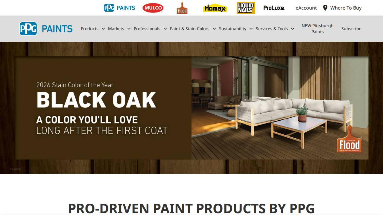 Ppg Paints website screenshot