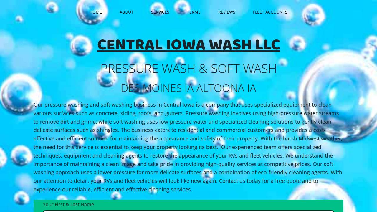 Central Iowa Cleaning LLC website screenshot