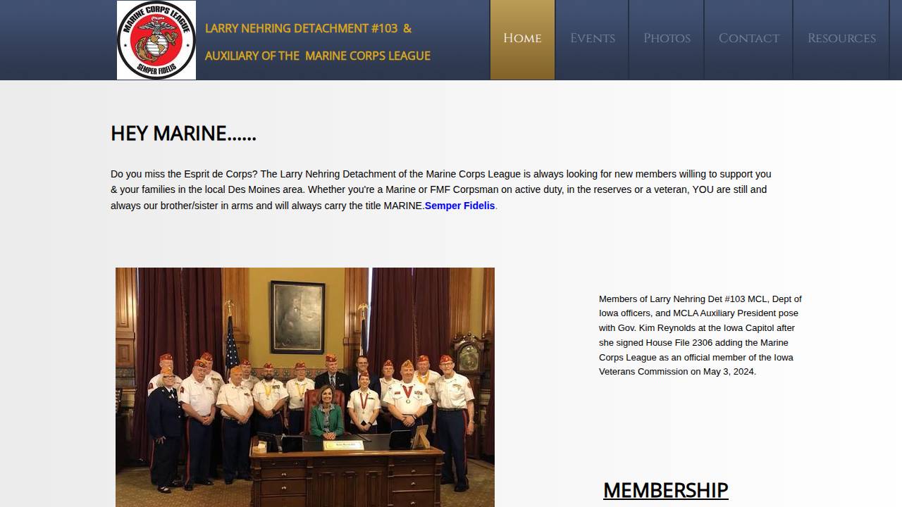 Larry Nehring Detachment McLa website screenshot