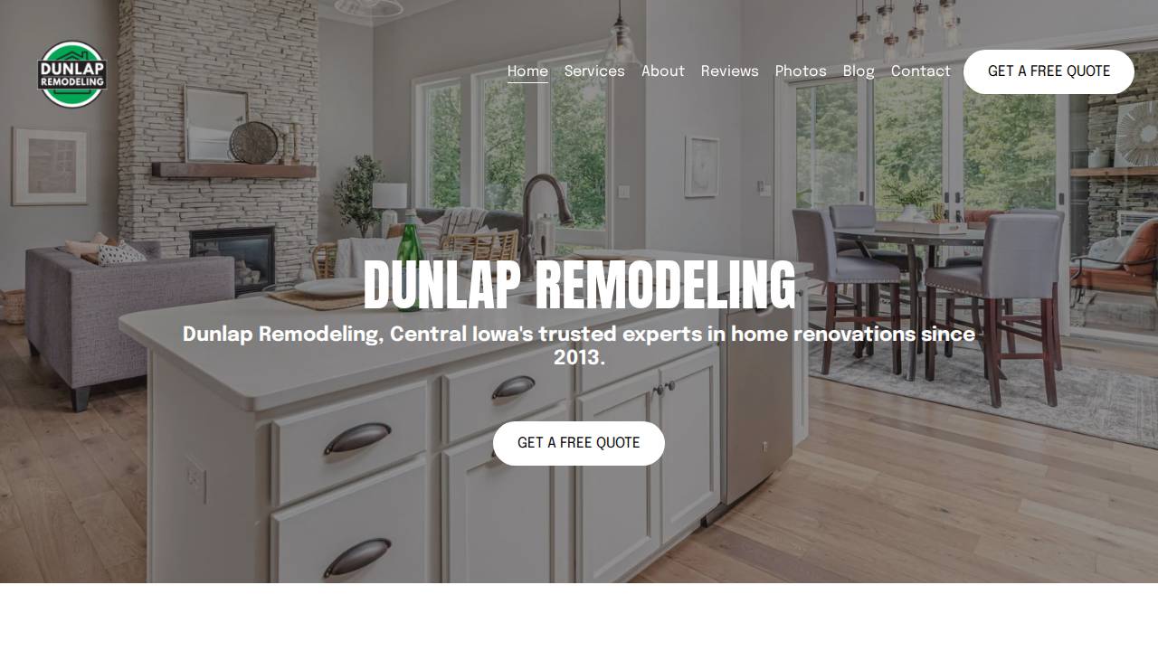 Dunlap Construction Inc. website screenshot