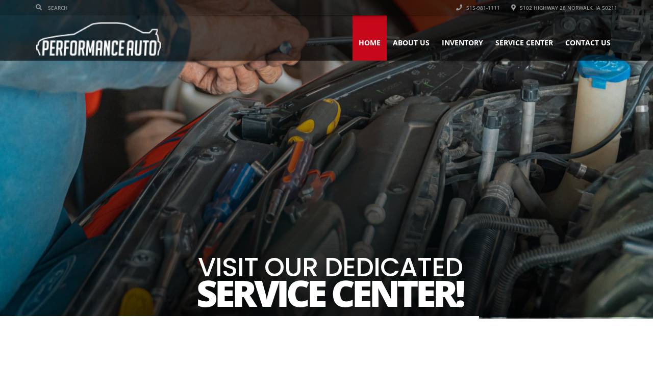 Performance Auto LLC website screenshot