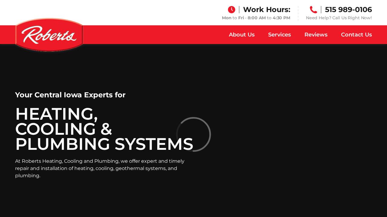 Roberts Heating Cooling & Plmb Inc. website screenshot