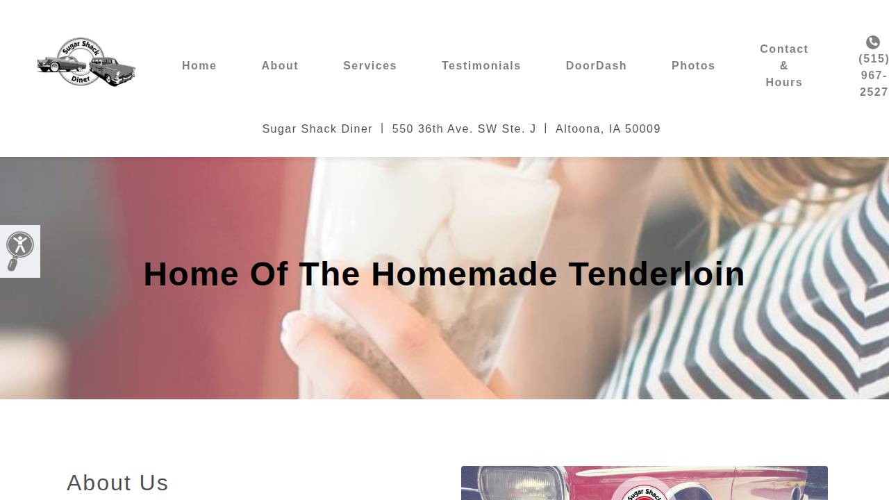 Sugar Shack website screenshot