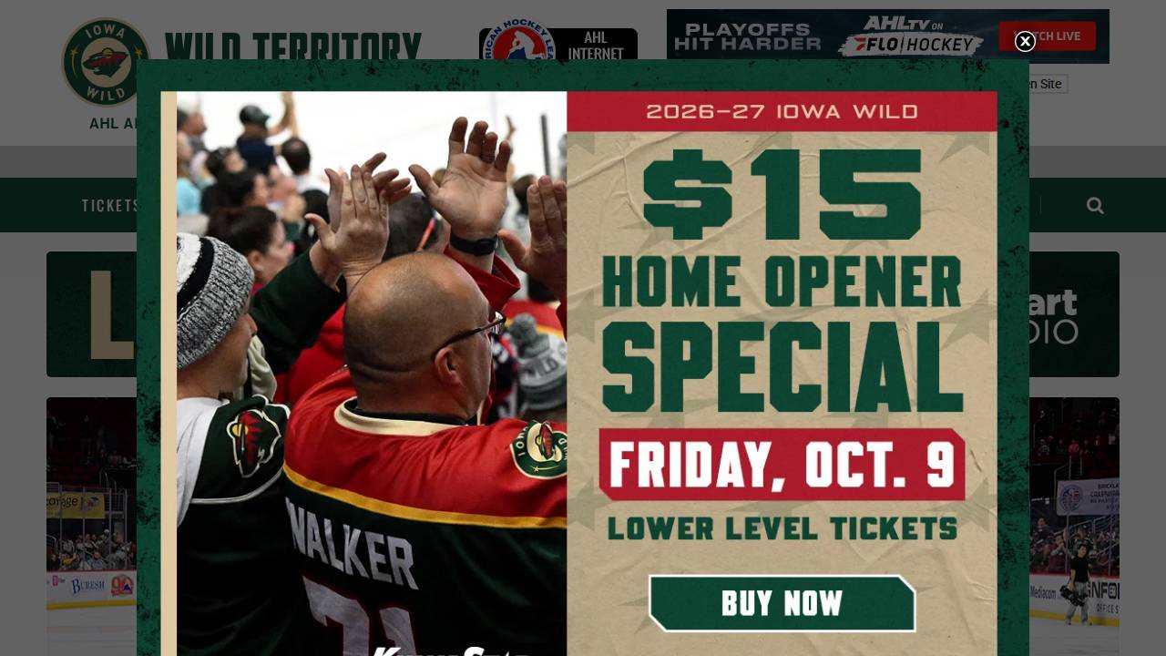 Iowa Wild Hockey Club LLC website screenshot