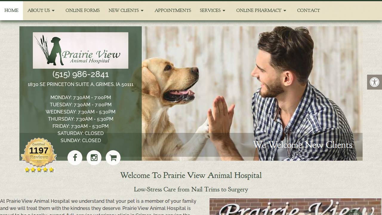 Prairie View Animal Hosp LLC website screenshot
