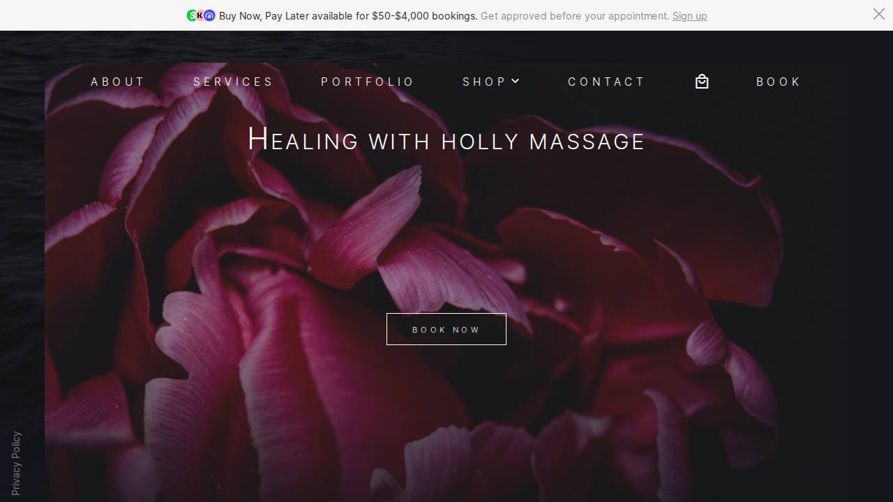 Holistic Healing Massage LLC website screenshot