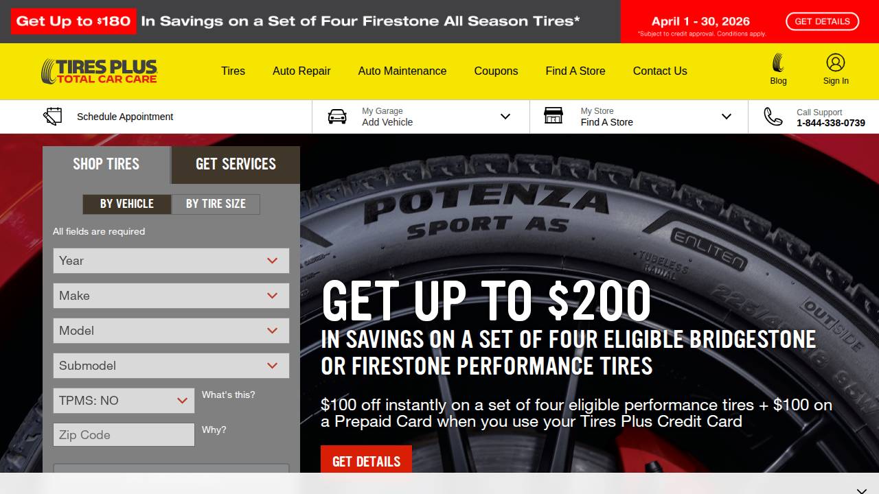 Tire Plus website screenshot