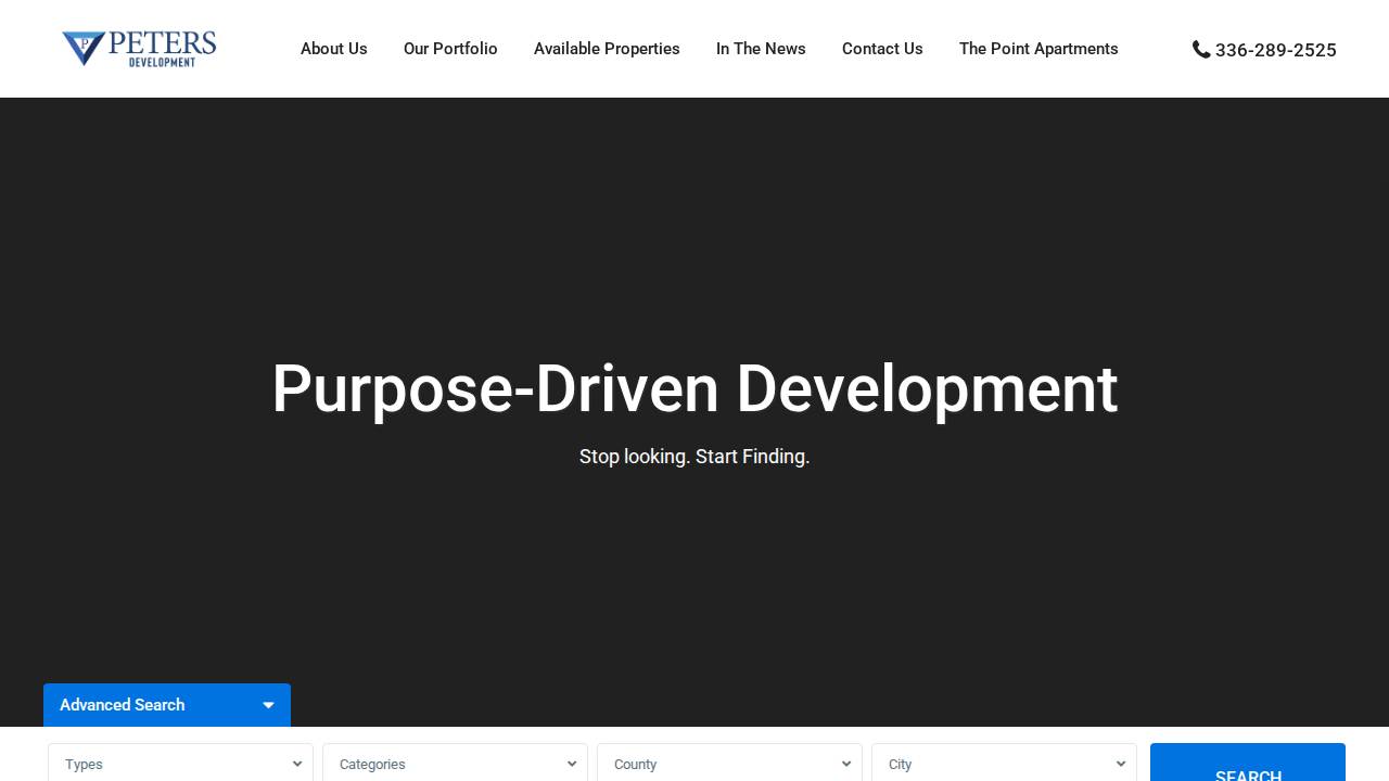 Peters Development LLC website screenshot