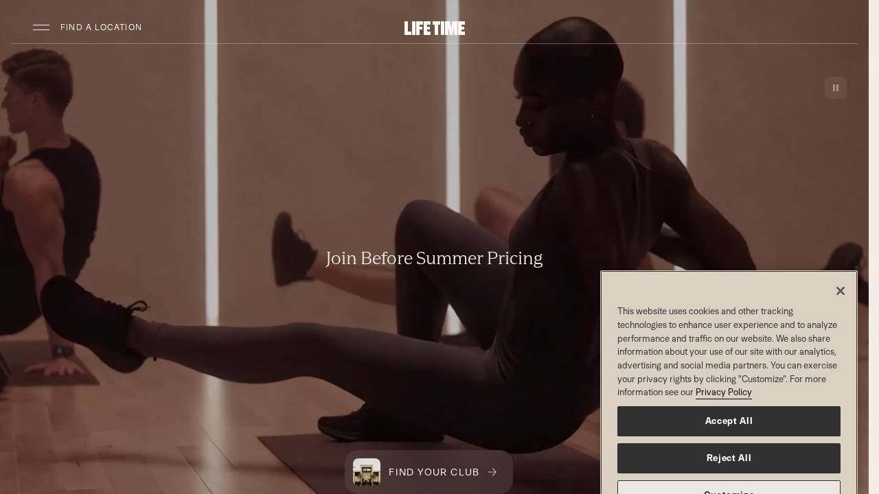 Life Time Fitness website screenshot