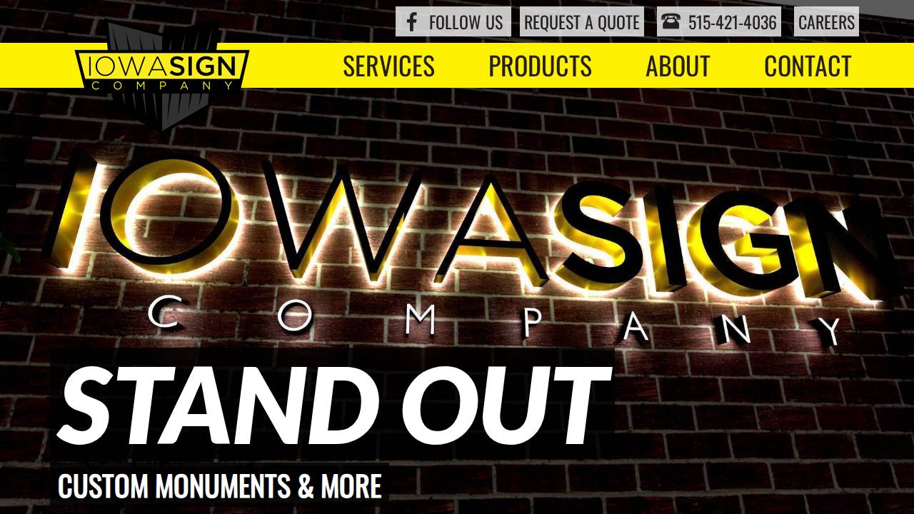 Iowa Sign Company website screenshot