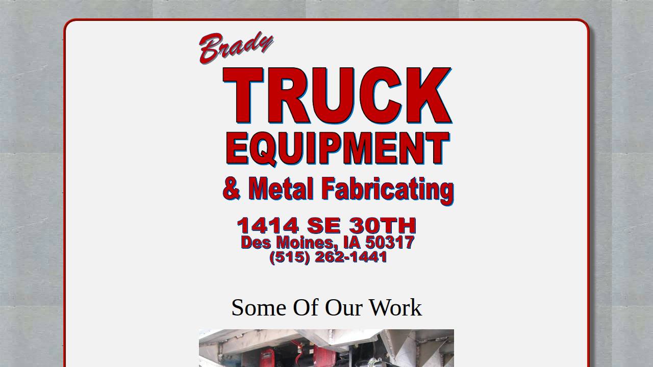 Brady Truck Equipment & Metal Fab website screenshot