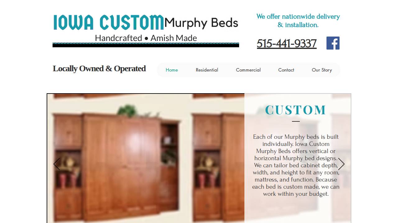 Iowa Custom Murphy Beds LLC website screenshot
