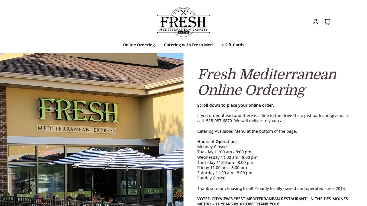 Fresh Mediterranean Express website screenshot