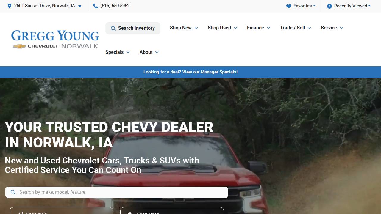 Gregg Young Chevrolet website screenshot