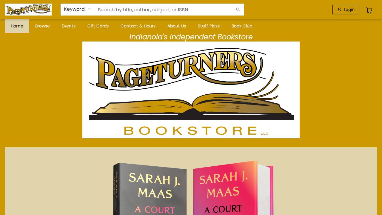 Pageturners Bookstore LLC website screenshot
