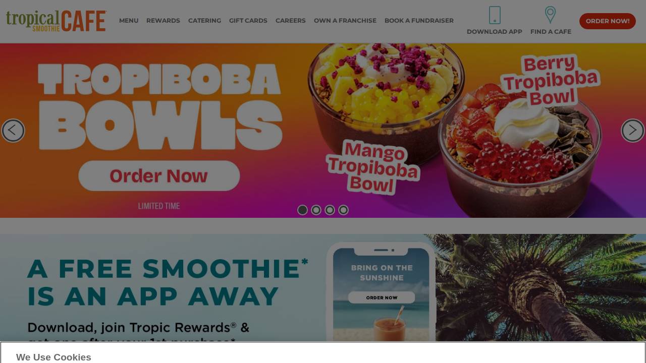 Tropical Smoothie Cafe website screenshot
