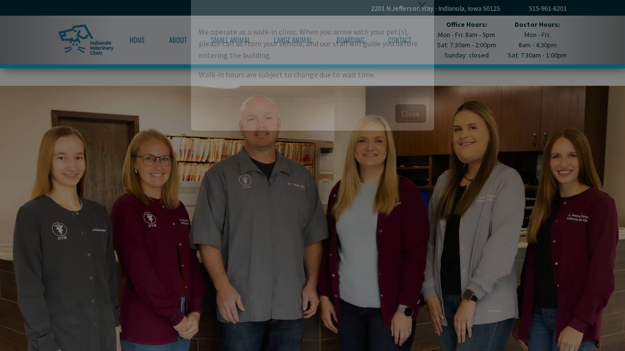Indianola Vet Clinic website screenshot