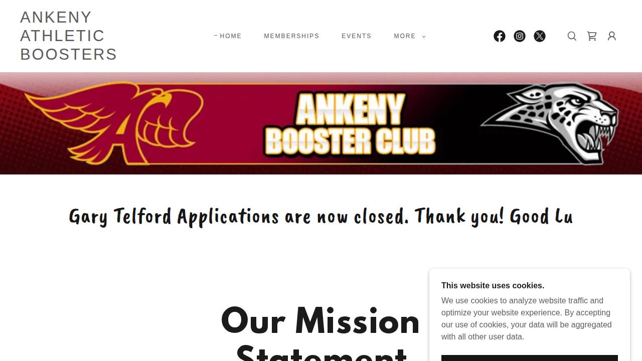 Ankeny Athletic Association website screenshot