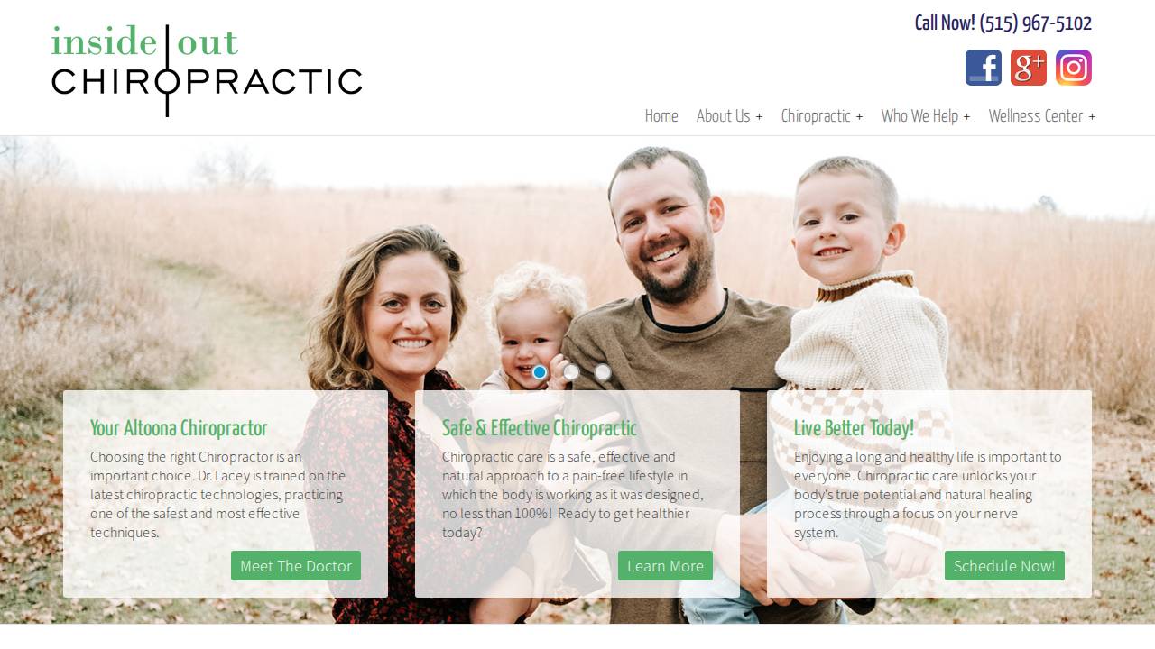 Inside Out Chiropractic Plc website screenshot