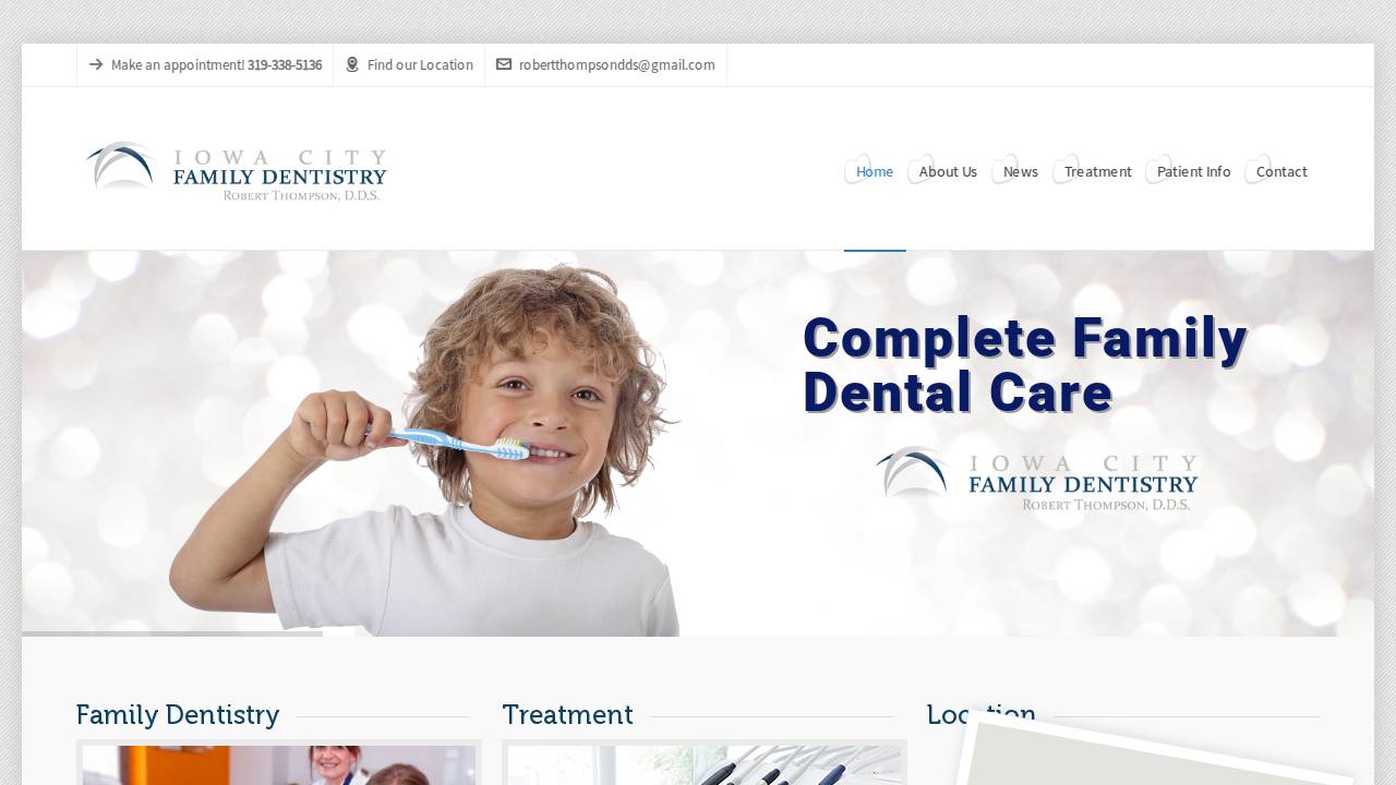 Iowa City Family Dentistry PC website screenshot