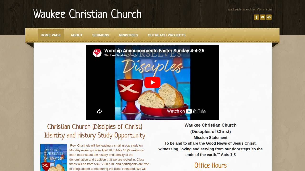 Waukee Christian Church website screenshot