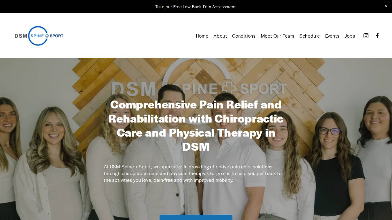 Des Moines Spine & Sport Pllc website screenshot