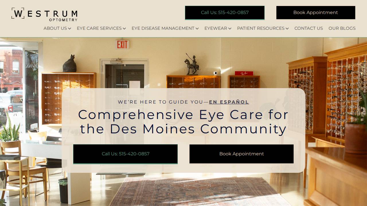 Westrum Optometry Plc website screenshot