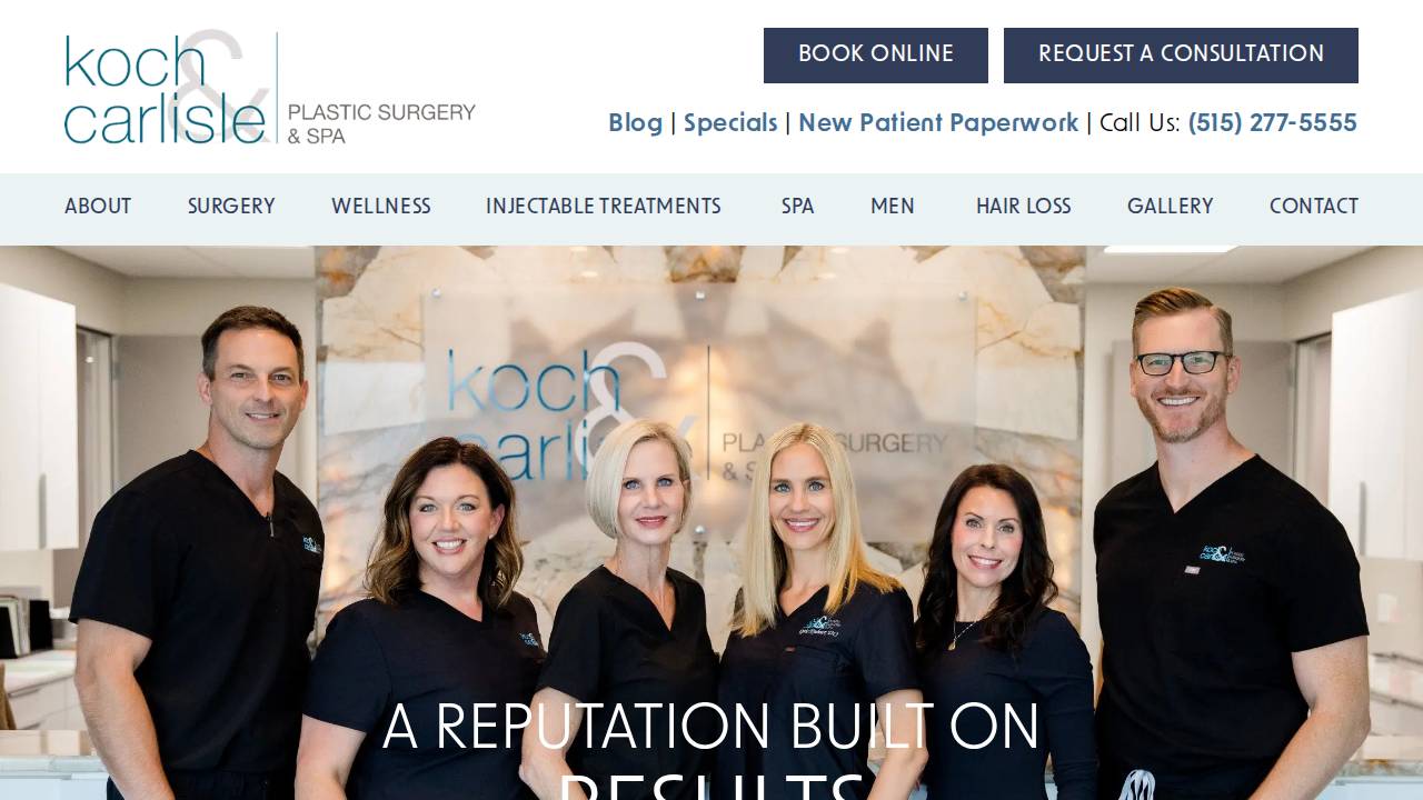 Koch Facial Plastic Surgery PC website screenshot