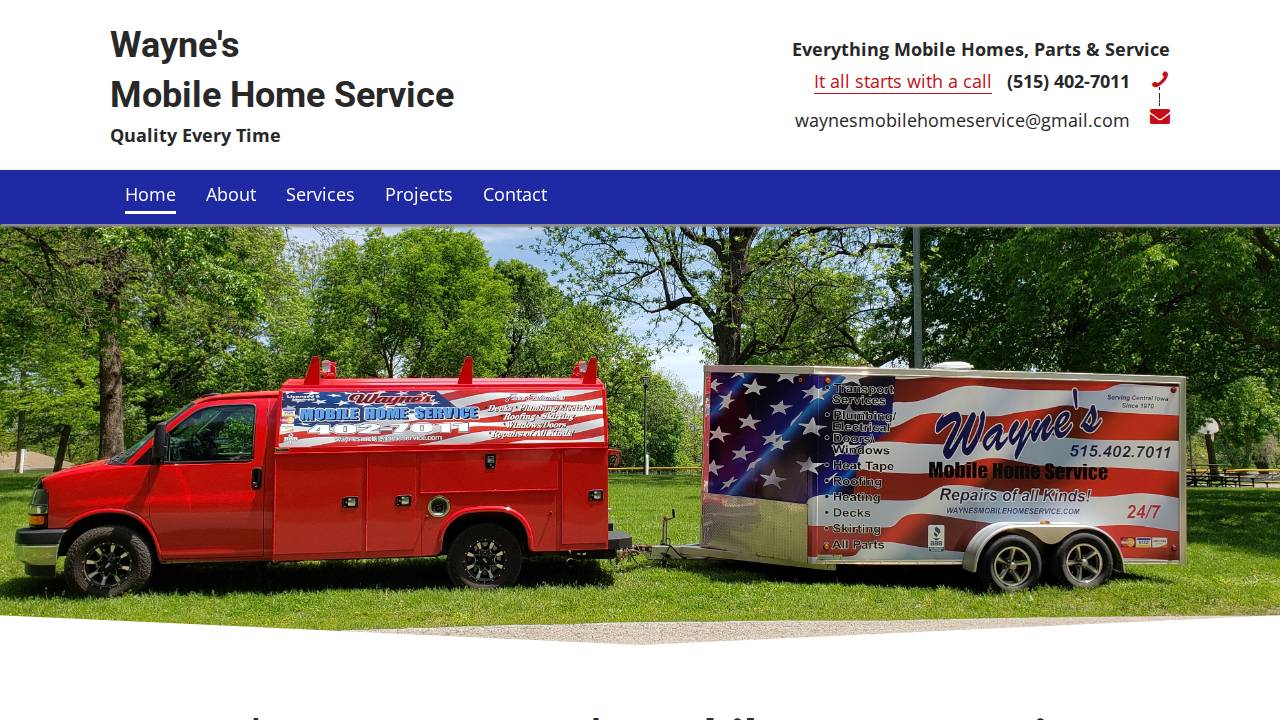 Waynes Mobile Home Service Inc. website screenshot