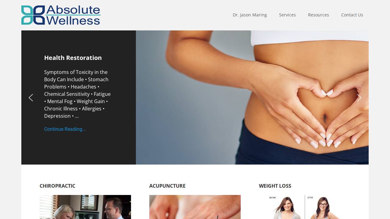 Absolute Wellness website screenshot