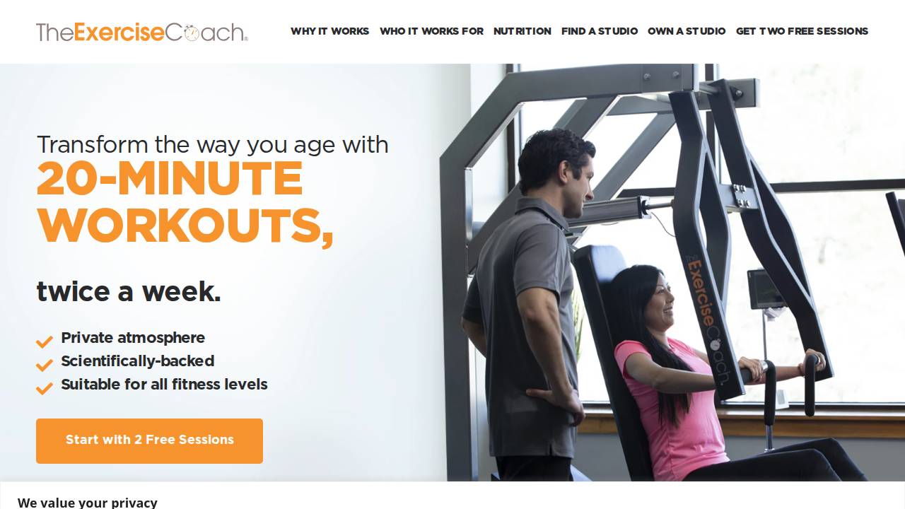 Exercise Coach website screenshot