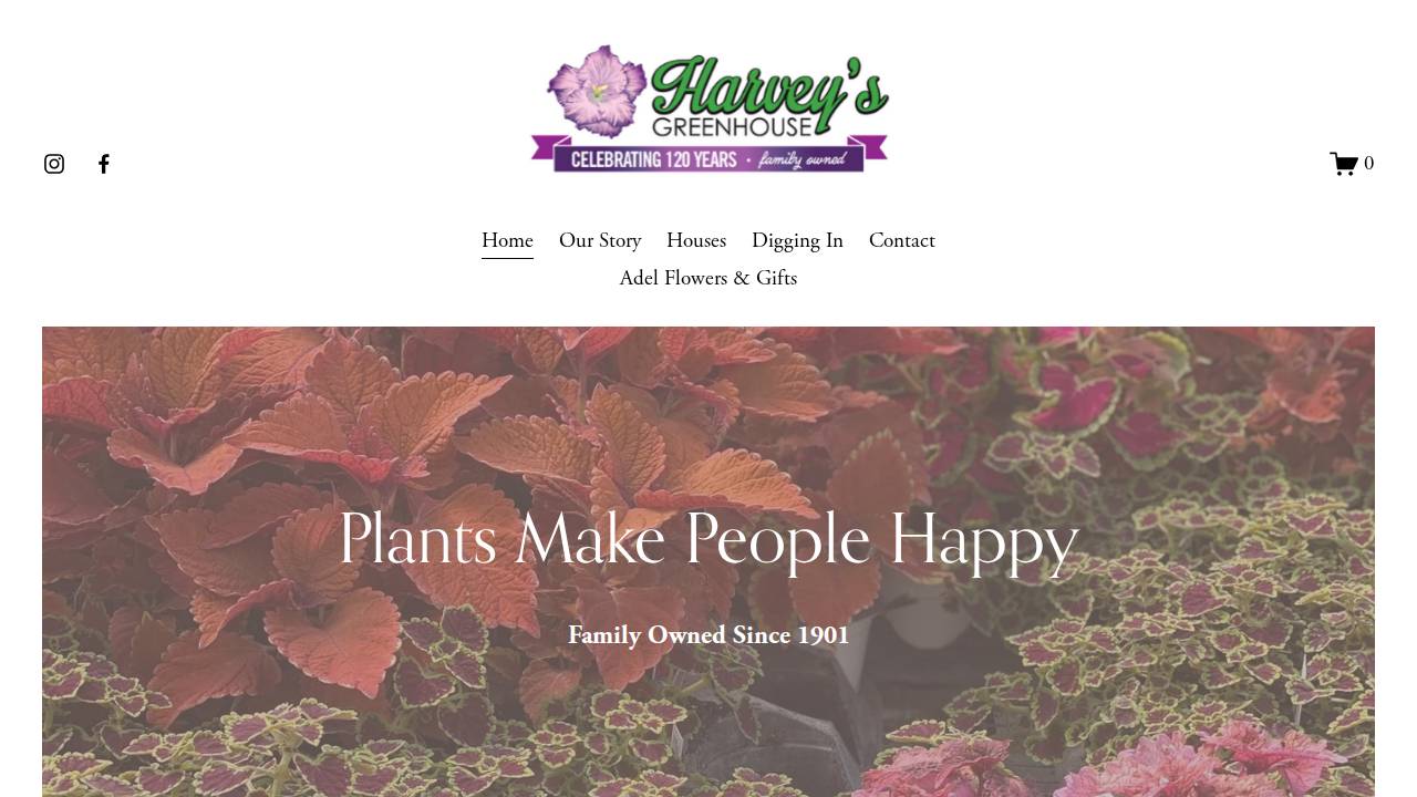 Harvey's Greenhouse website screenshot