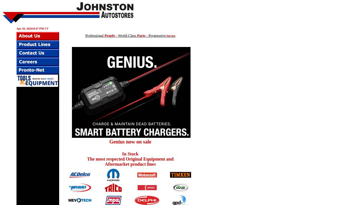 Johnston Auto Stores website screenshot