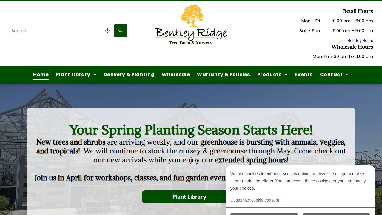 Bentley Ridge Tree Farm LLC website screenshot