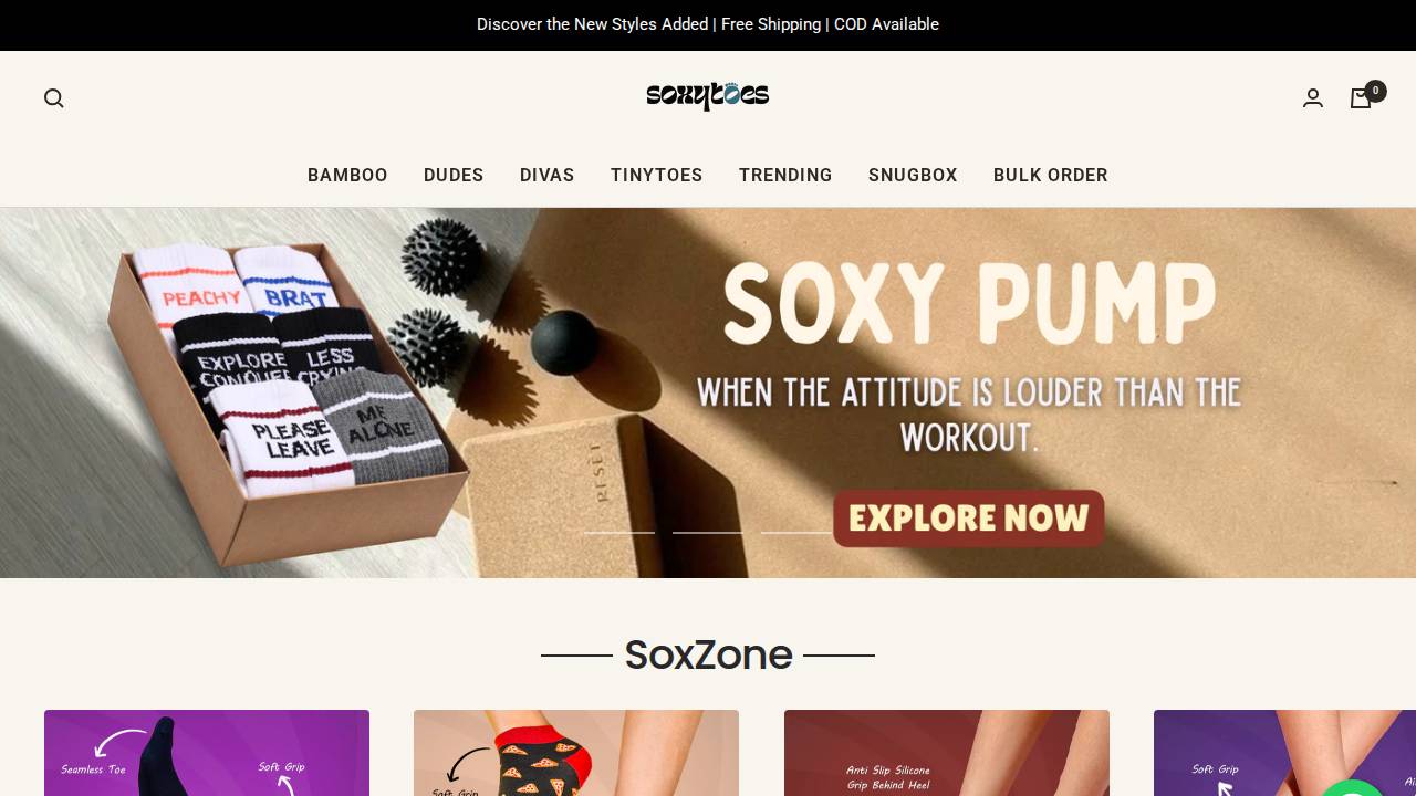 Nick Socks website screenshot