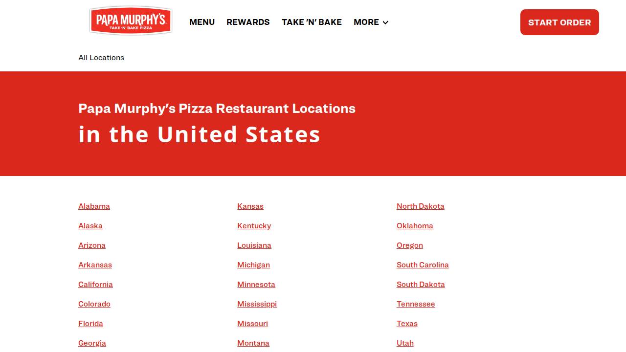 Papa Murphys Pizza website screenshot