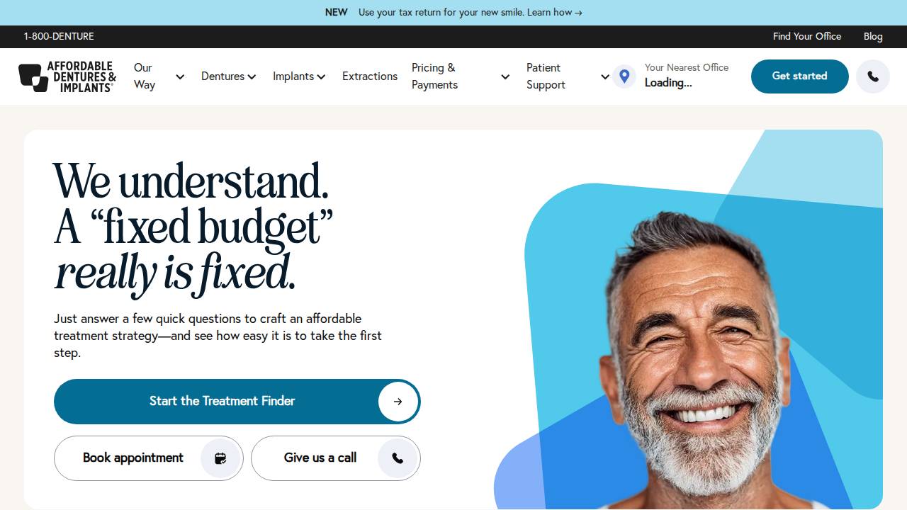 Affordable Dentures Dental Lab website screenshot