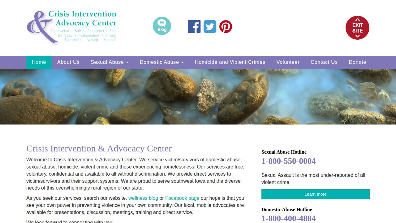 Crisis Internention & Advocacy website screenshot