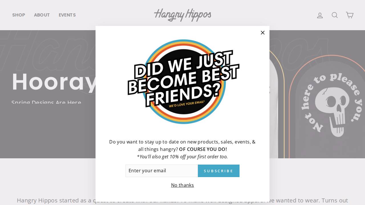 Hangry Hippos website screenshot