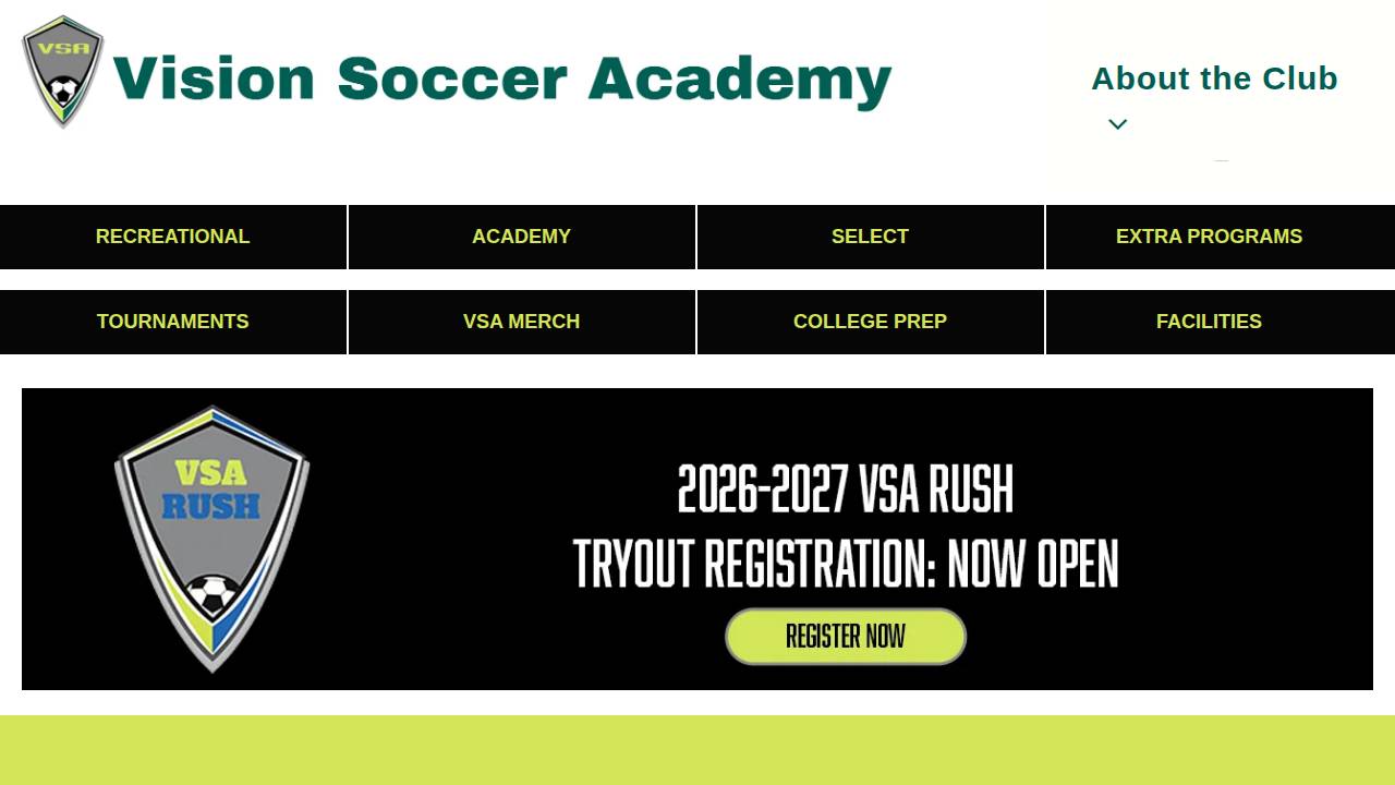 Vision Soccer Academy Of Waukee website screenshot
