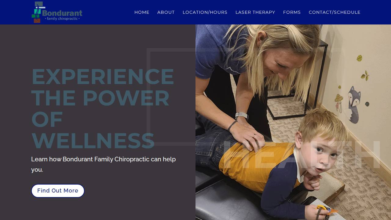 Bondurant Family Chiropractic PC website screenshot