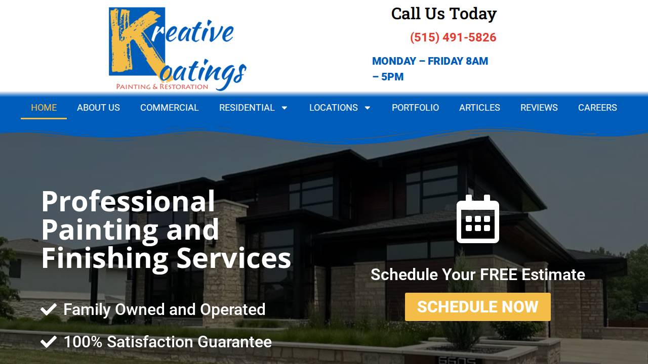 Kreative Koatings Inc. website screenshot