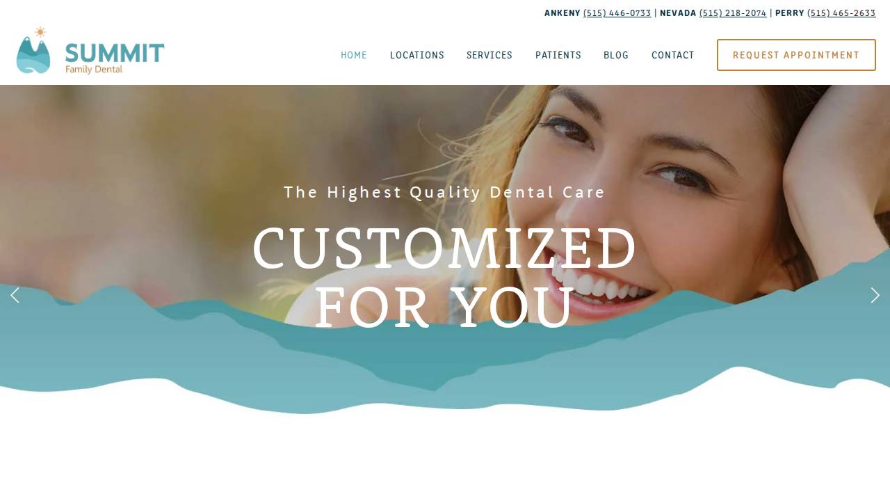 Ankeny Family Dental Center Plc website screenshot