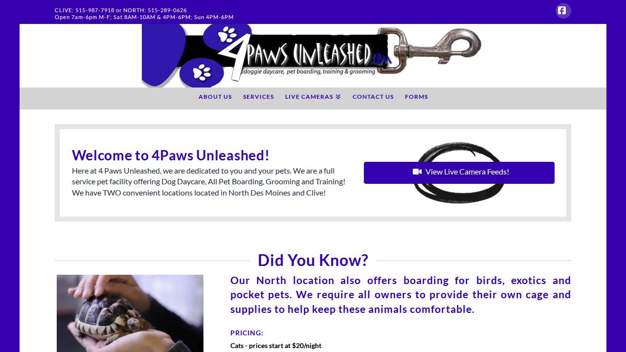 4 Paws Unleashed Inc. website screenshot