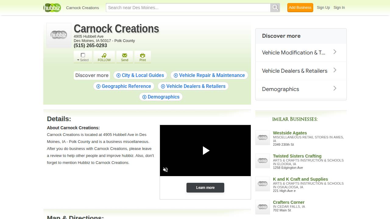 Carnock Creations LLC website screenshot