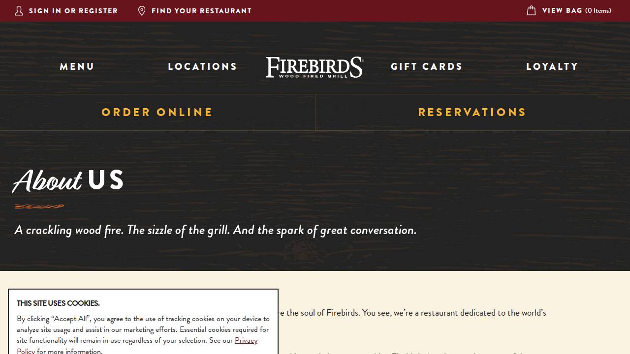 Firebirds Wood Fired Grill website screenshot