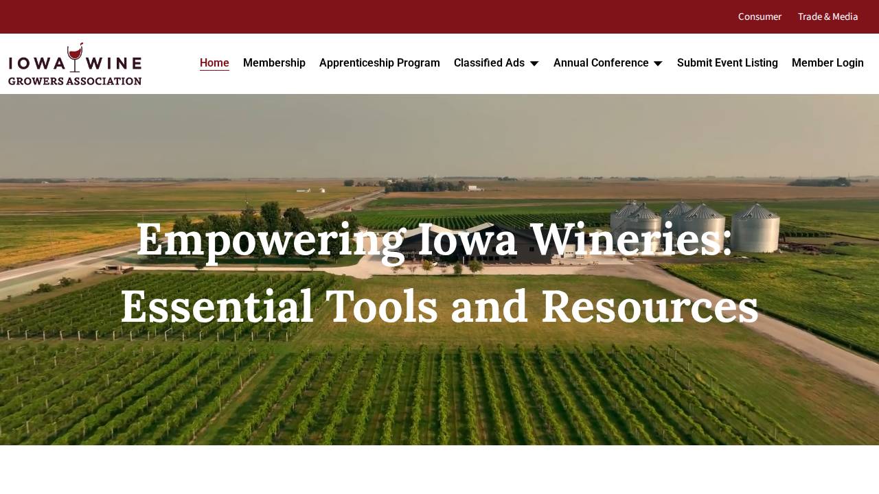 Iowa Wine Growers Association website screenshot