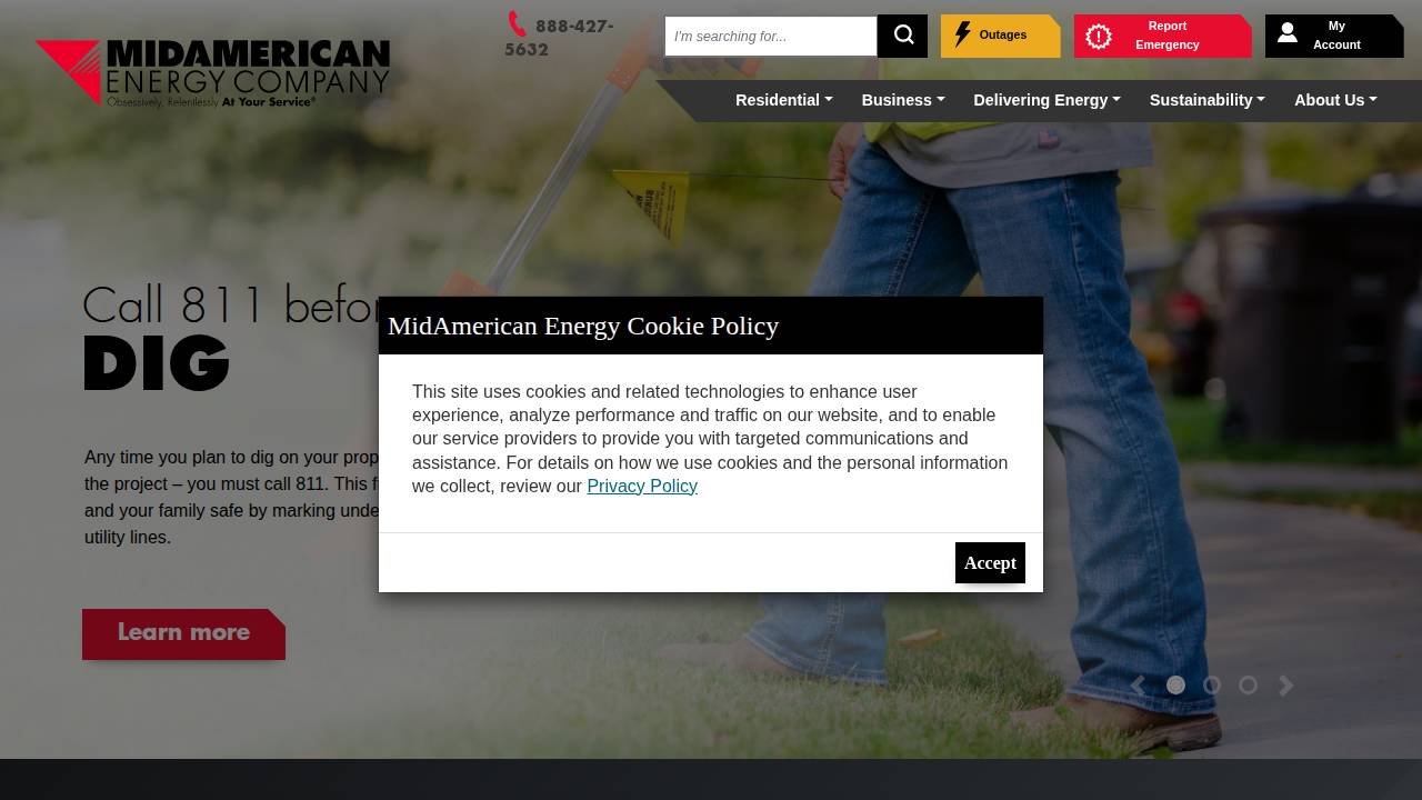 Midamerican Energy Services website screenshot