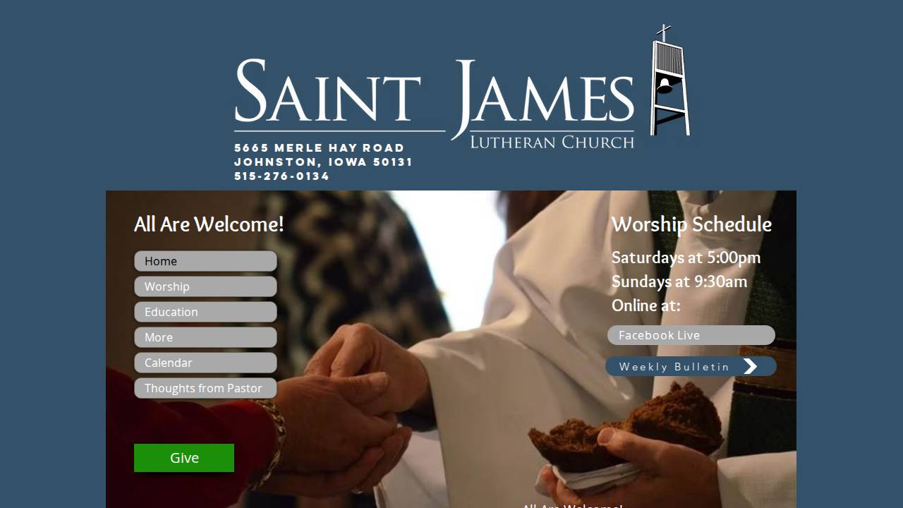 St James Lutheran Church website screenshot